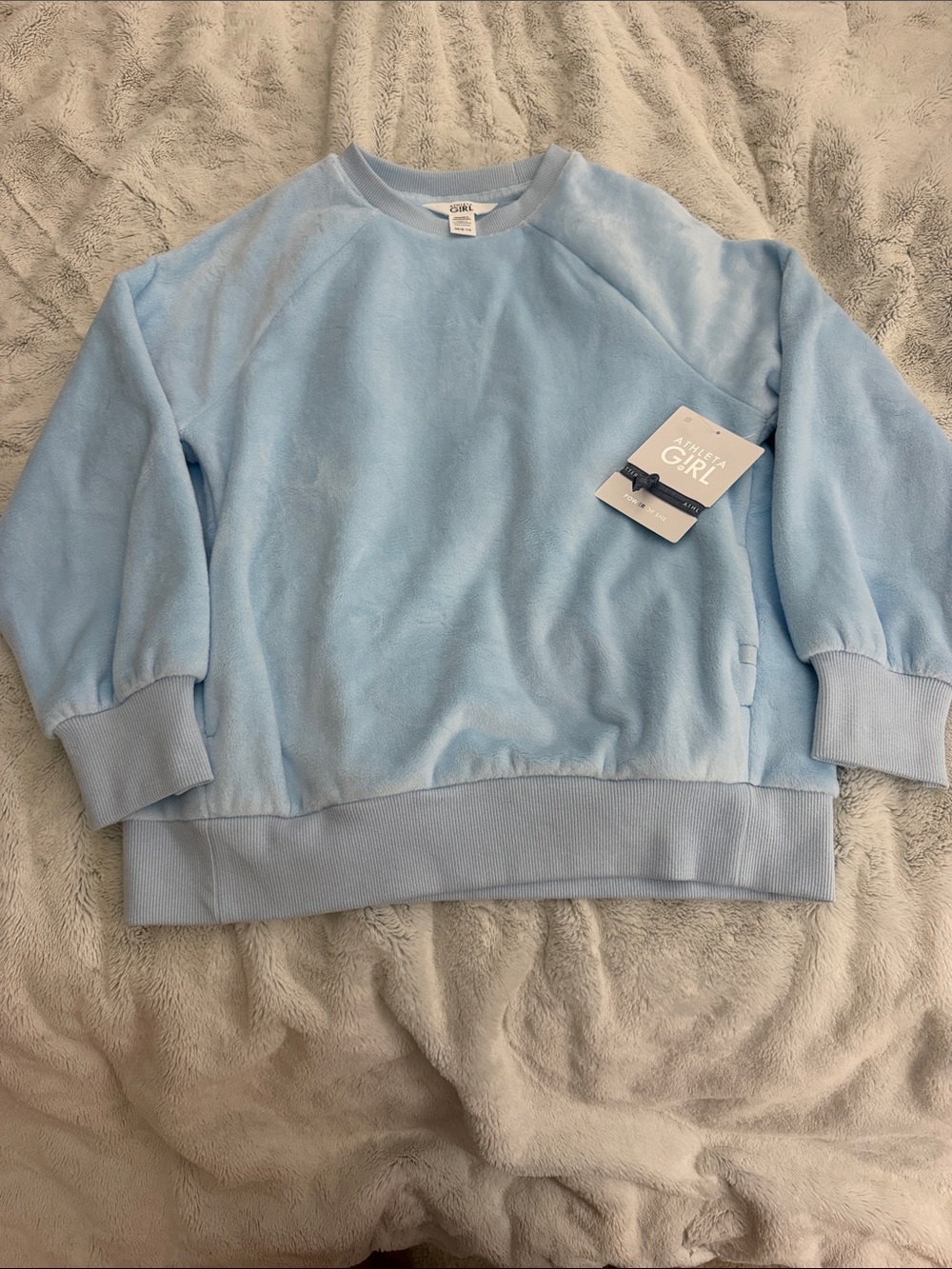 Athleta Light Blue Plush Crewneck Sweatshirt - Kids